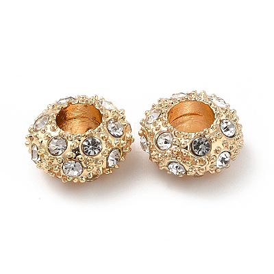 Rack Plating Alloy Rhinestone European Beads X-PALLOY-P289-34G-1