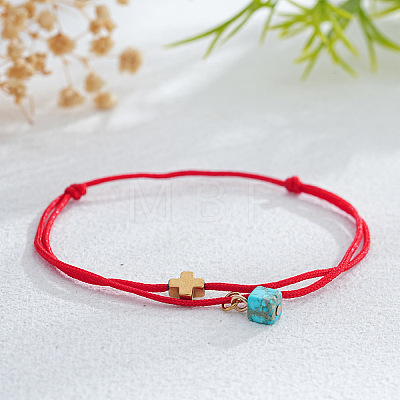 Synthetic Turquoise Bead Charm Bracelets IR3268-2-1