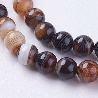 Round Dyed Natural Striped Agate/Banded Agate Beads Strands G-G582-8mm-04-1