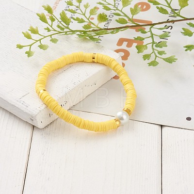 Handmade Polymer Clay Heishi Beads Stretch Bracelets BJEW-JB05759-02-1