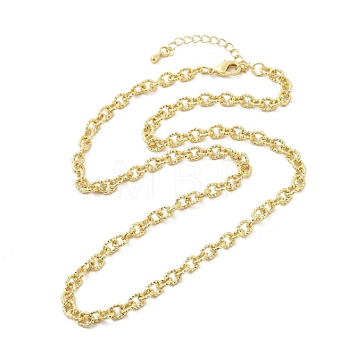 Brass Textured Cable Chain Necklaces NJEW-A042-12G-02-1