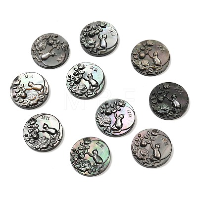 Natural Black Lip Shell Carved Cabochons SSHEL-B006-01B-C-1