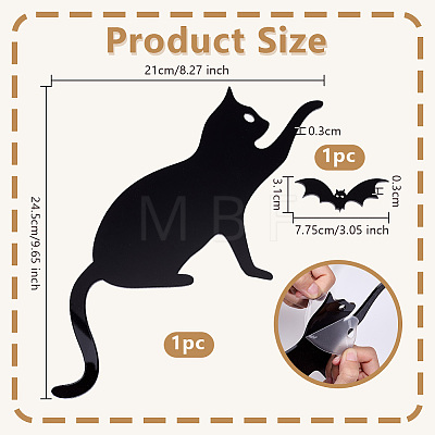 Cat & Bat Acrylic Door Topper AJEW-WH0596-009-1