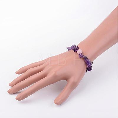 Natural Amethyst Stretch Bracelets BJEW-JB02523-02-1