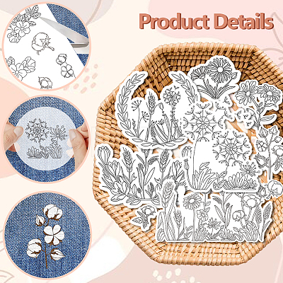 4 Sheets 11.6x8.2 Inch Stick and Stitch Embroidery Patterns DIY-WH0455-171-1