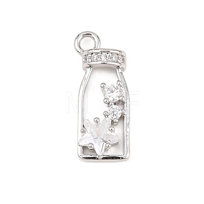 Brass Micro Pave Clear Cubic Zirconia Pendants KK-D225-02P-1