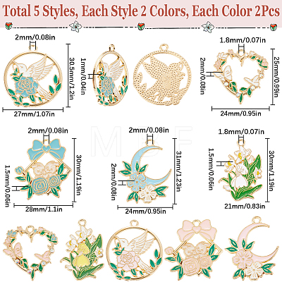 20Pcs 10 Styles Alloy Enamel Pendants FIND-SC0012-31-1