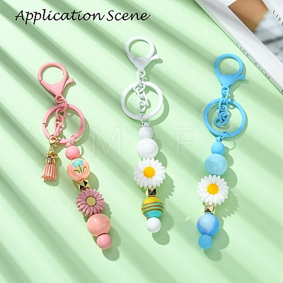Baking Painted Alloy and Brass Bar Beadable Keychain for Jewelry Making DIY Crafts DIY-YW0007-58G-1