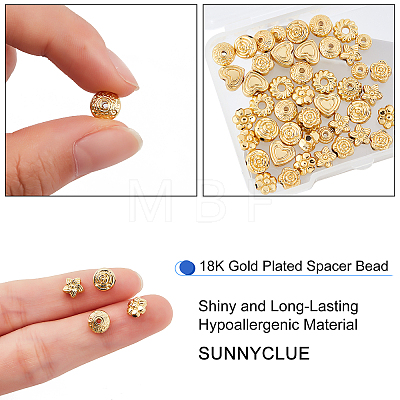 SUNNYCLUE 48Pcs 8 Style Alloy Beads FIND-SC0001-65-1