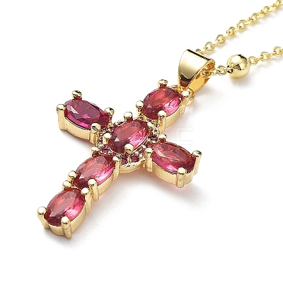 Fashionable Hip Hop Cross Pendant Necklace for Women with Micro Inlaid Gemstones and Zircon Crystals (NKB072) ST0177423-1