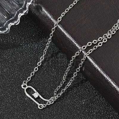 Brass Micro Pave Clear Cubic Zirconia Link Bracelets BJEW-E114-01E-P-1
