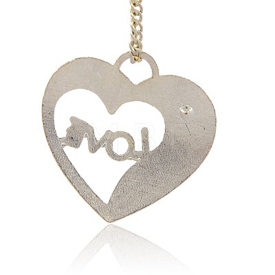 Cute Valentines Day Gift Ideas Platinum Plated Alloy Rhinestone Pendants ALRI-J088-01P-1