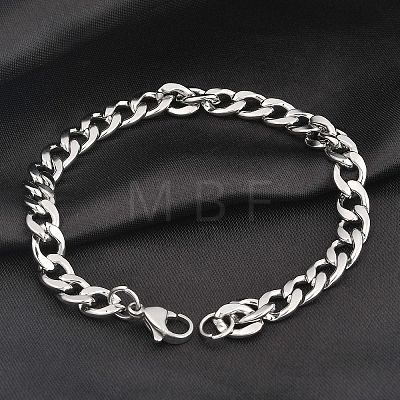 Tarnish Resistant Unisex 304 Stainless Steel Curb Chain/Twisted Chain Bracelets STAS-D0002-40P-1