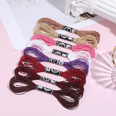 8 Skeins 8 Colors 12-Ply Metallic Polyester Embroidery Floss OCOR-CY0004-56A-1