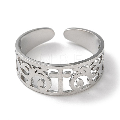 304 Stainless Steel Open Cuff Ring RJEW-C063-01P-1