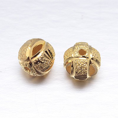 Real 18K Gold Plated Round Sterling Silver Textured Beads STER-M101-03-8mm-1