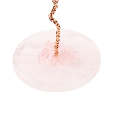 Natural Rose Quartz Chips Tree Decorations DJEW-S001-01A-1