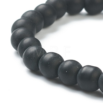 Matte Round Glass Beads Stretch Bracelets for Teen Girl Women BJEW-A117-B-23-1