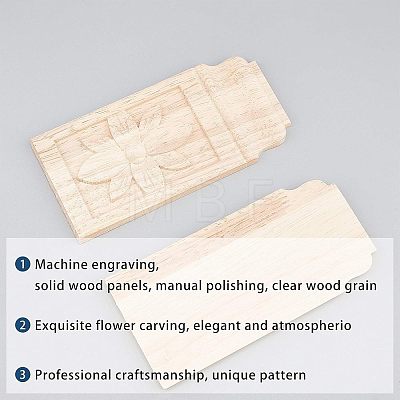 Natural Solid Wood Carved Onlay Applique Craft WOOD-FH0001-10-1