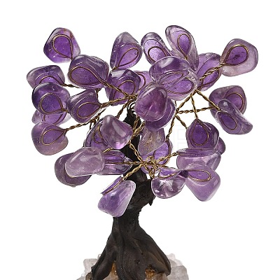 Natural Amethyst Chips Tree Sculpture DJEW-K026-01A-1