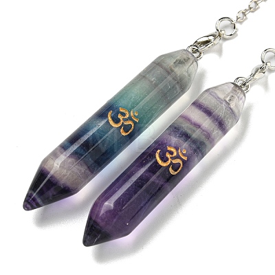 Bullet Natural Fluorite Pointed Dowsing Pendulums AJEW-B106-01AS-02-1