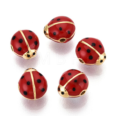 925 Sterling Silver Enamel Beads STER-T008-66G-1