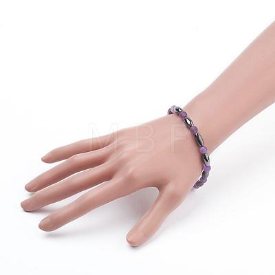 Non-Magnetic Synthetic Hematite Beads Stretch Bracelets BJEW-JB03263-1