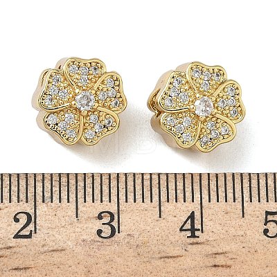 Brass Micro Pave Clear Cubic Zirconia Beads KK-L257-29G-1