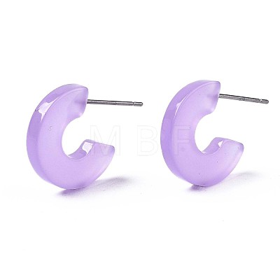 Transparent Cellulose Acetate(Resin) Half Hoop Earrings X-KY-T040-A60-01-1