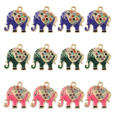 10Pcs Alloy Colorful Rhinestone and Enamel Pendants ENAM-YW0006-14A-1