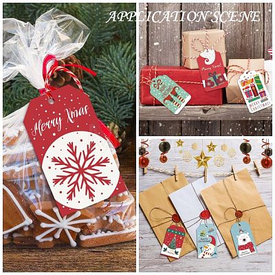 Rectangle Christmas Theme Kraft Paper Cord Display Cards CDIS-K003-02C-1