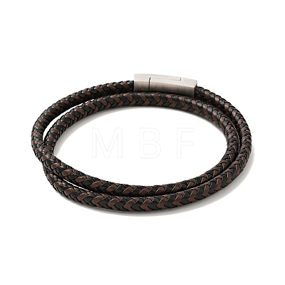 Microfiber Leather Braided Double Loops Wrap Bracelet with 304 Stainless Steel Magnetic Clasp for Men Women BJEW-C021-25P-1