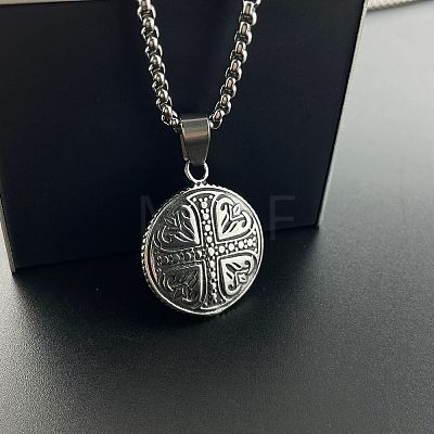 Punk Style 304 Stainless Steel Heart Cross Pendant Necklaces Vintage Trendy Men 304 Stainless Steel Jewelry TC5378-1