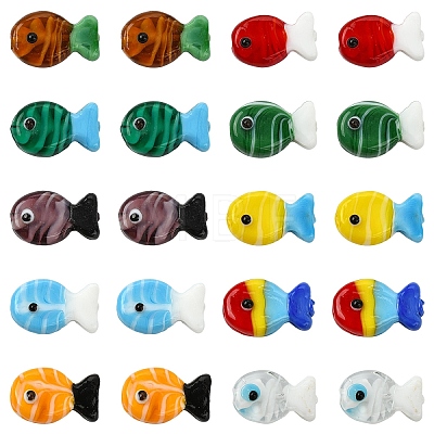 20Pcs 10 Colors Handmade Lampwork Beads LAMP-YW0004-13-1