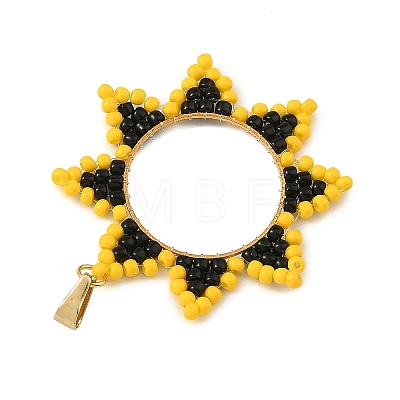 Brass & Glass Seed Beaded Pendants PALLOY-MZ01373-01-1
