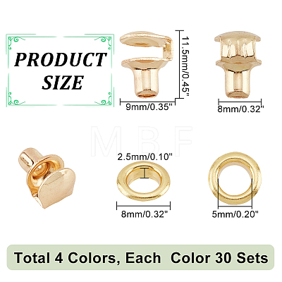   120 Sets 4 Colors Brass Boots Hook Eyelet Buckles FIND-PH0009-29-1