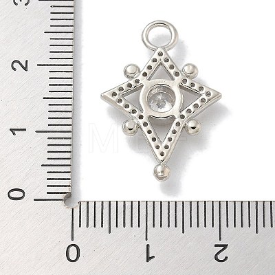 Rack Plating Brass Micro Pave Clear Cubic Zirconia Pendants KK-L224-008P-1