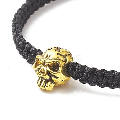 4Pcs 4 Color Synthetic Hematite & Alloy Skull Braided Bead Bracelets Set BJEW-JB09215-1