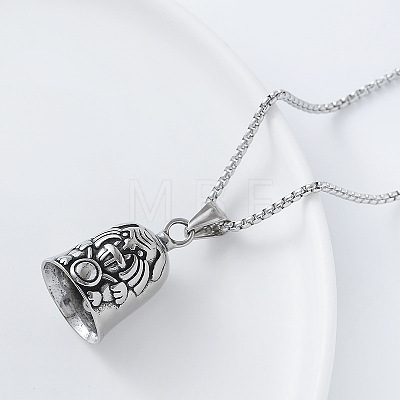 Viking Dog Guardian Bell 304 Stainless Steel Pendant Box Chain Necklaces for Men Women HU1943-1