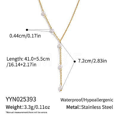 Elegant 304 Stainless Steel & Natural Freshwater Pearl Rice Link Chain Y Necklaces for Women EH4993-1