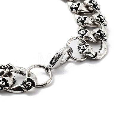 Retro Alloy Skull Curb Chains Bracelets for Women Men BJEW-L684-002AS-1