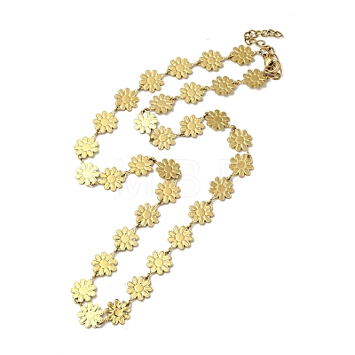 Yellow Enamel Daisy Flower Link Chain Necklace NJEW-C037-01G-1
