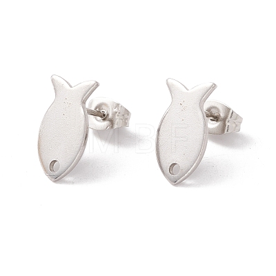 Non-Tarnish 201 Stainless Steel Stud Earring Findings with Hole EJEW-A071-02P-1
