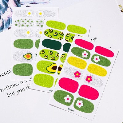 Avocados & Strawberries & Flowers Full Cover Nail Art Stickers MRMJ-T109-WSZ-M2-1