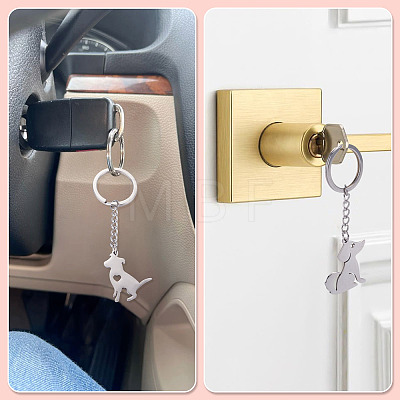 2Pcs 2 Styles 201 Stainless Steel Keychains KEYC-TAD0001-15A-1