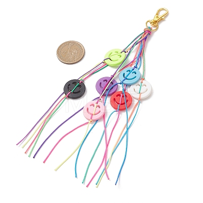 Nylon Thread Cord & Acrylic Smiling Face Pendant Decorations HJEW-JM04601-1