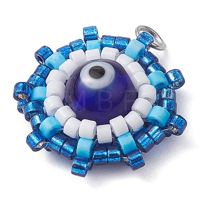 Glass & Seed Bead Woven Pendants PALLOY-MZ00279-02-1