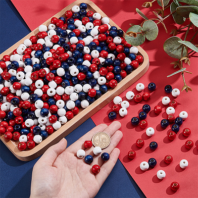 600Pcs 3 Colors Dyed Wood Beads WOOD-SC0002-43-1
