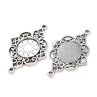 Tibetan Style Alloy Connector Cabochon Settings FIND-C094-02AS-1