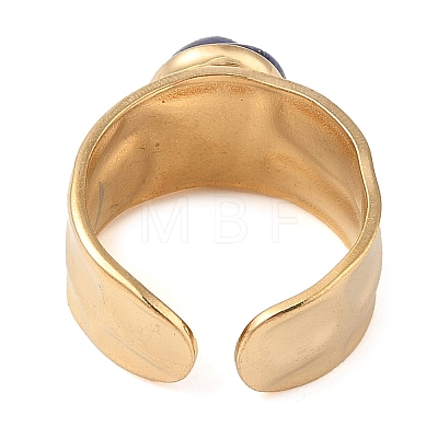 Oval Natural Mixed Stone Finger Rings RJEW-Z057-12G-1